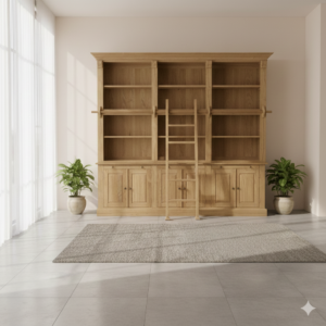 Bibliotheksschrank Wandregal Teakholz 2,42 m