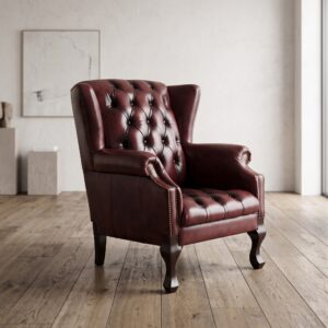 Chesterfield Sessel Leder Rotbraun