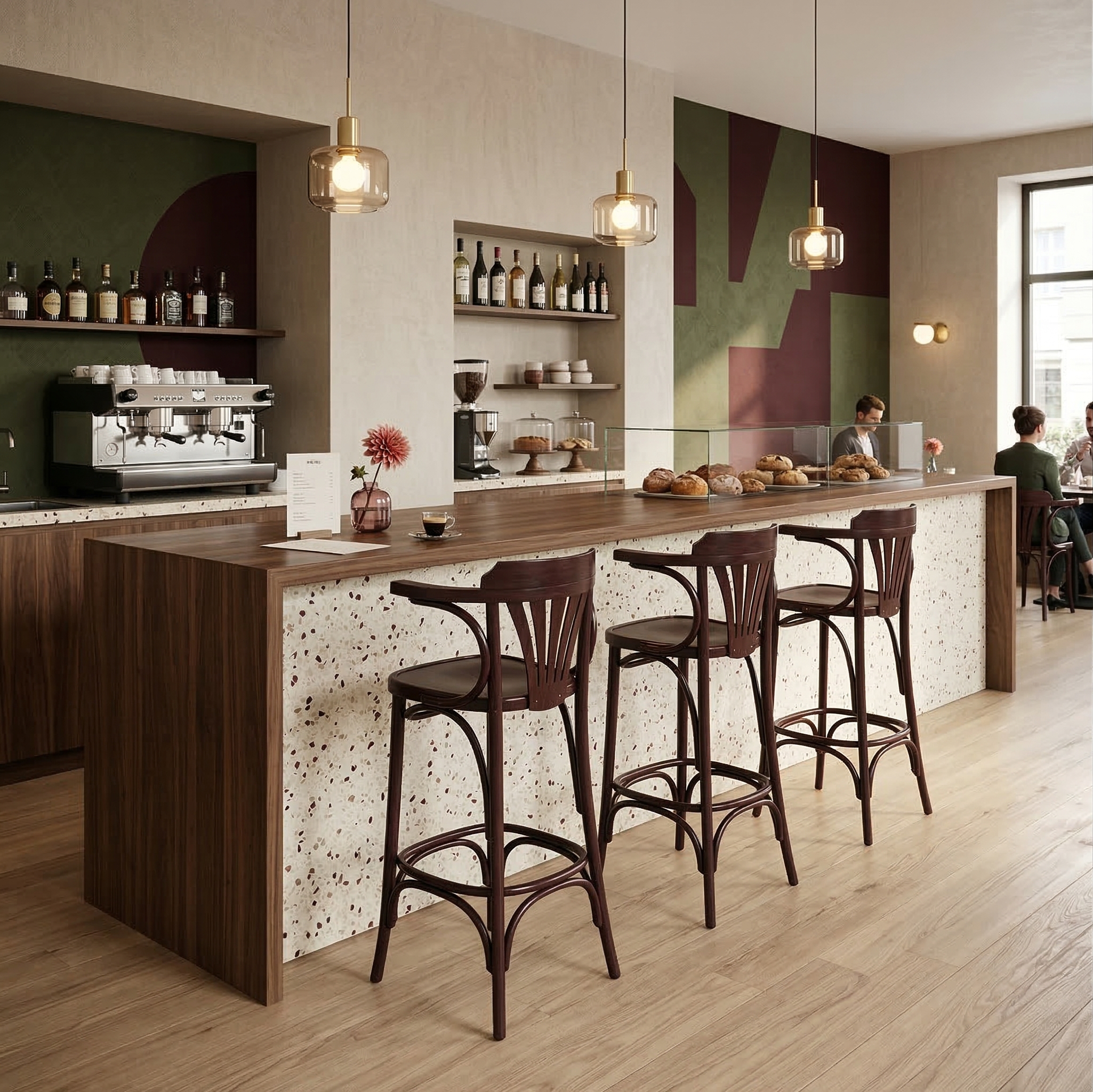 Barhocker mit Rückenlehne Mahagoni - immagine 2