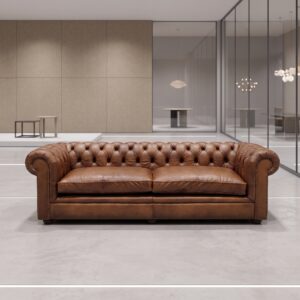 Chesterfield Sofa Couch Leder Braun 2.40 m