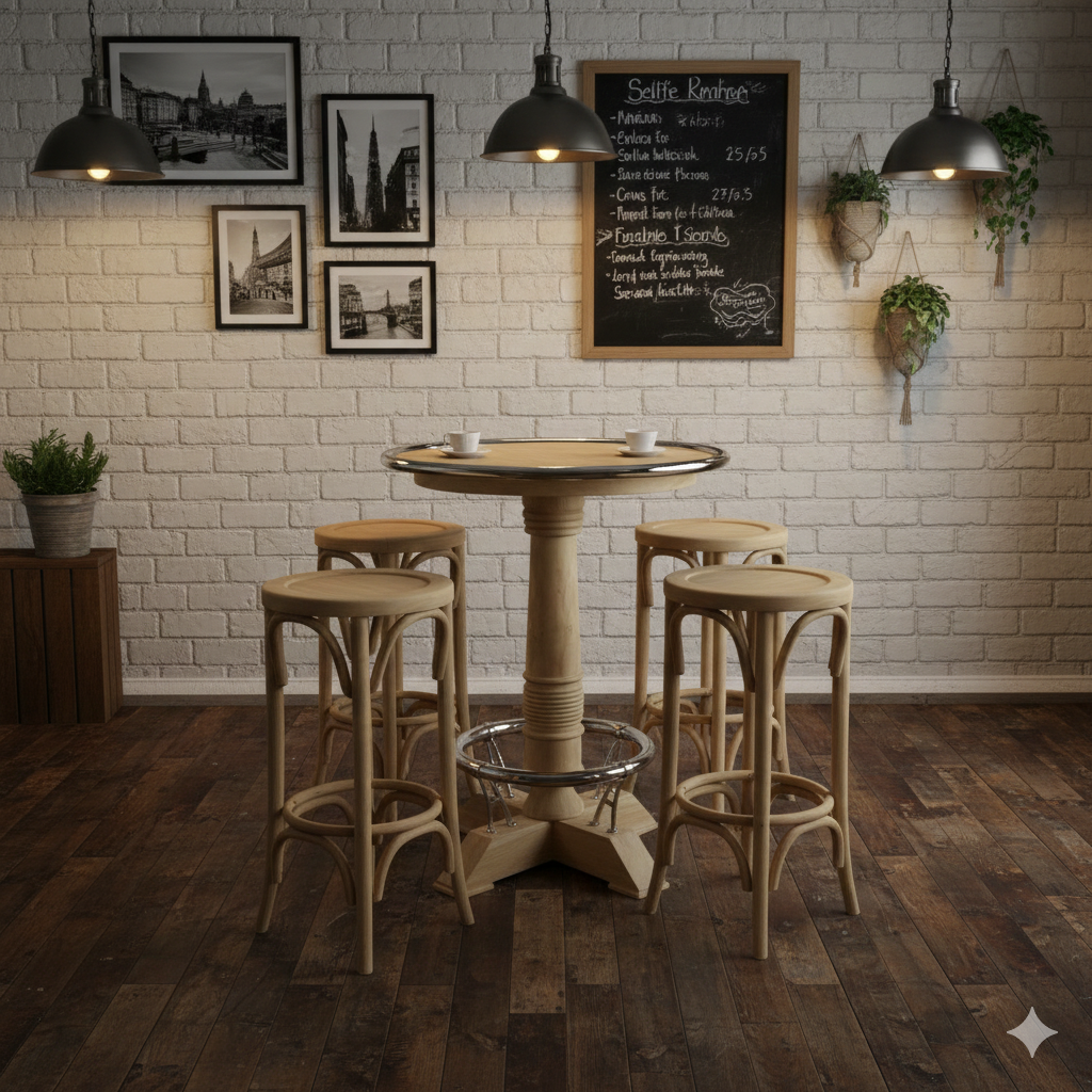 Stehtisch Teakholz Ø 0,95 m - immagine 2