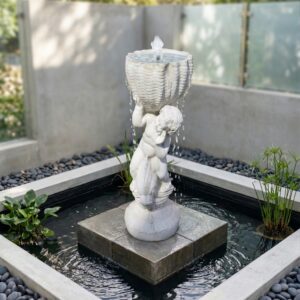 Wasserspeier Beton Putte auf Fisch 1,00 m