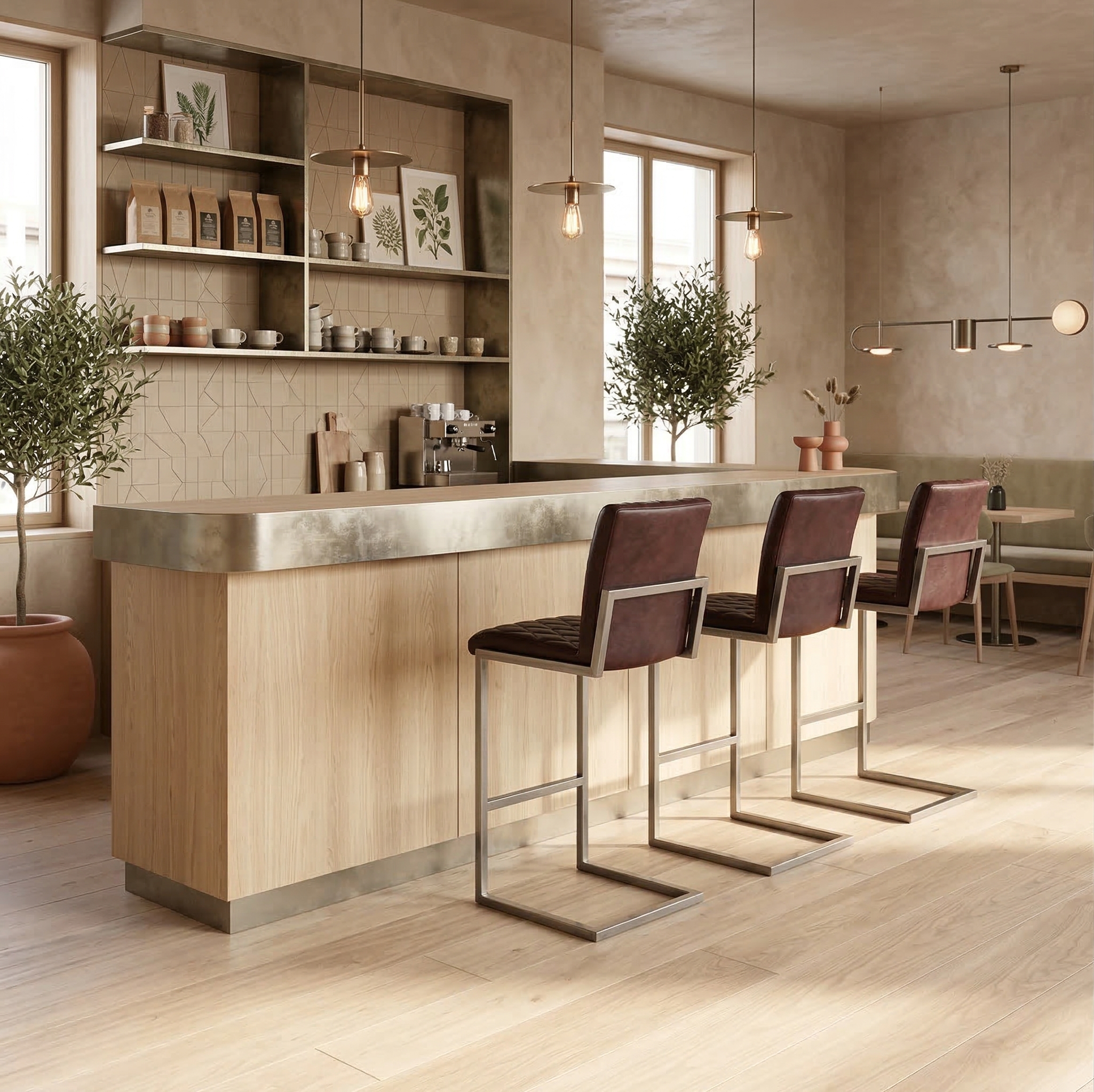 Barhocker Barstuhl Industrial Design Rindsleder - immagine 2