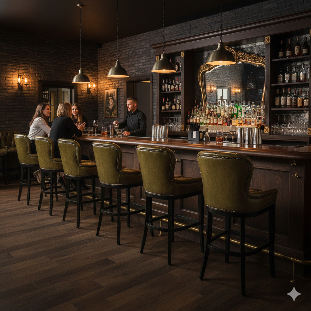 Chesterfield Barhocker Barsessel Leder Oliv-Grün - immagine 2