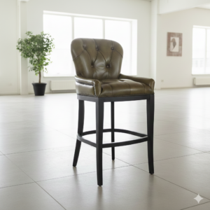 Chesterfield Barhocker Barsessel Leder Oliv-Grün