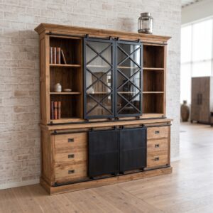 Vitrine Bücherschrank 2,12 m Teakholz