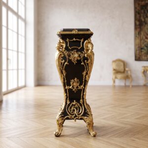 Säule Pfeiler Marmor Schwarz-Gold 1,07 m