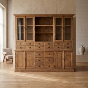 Vitrine Apothekerschrank Teakholz 2,40 m