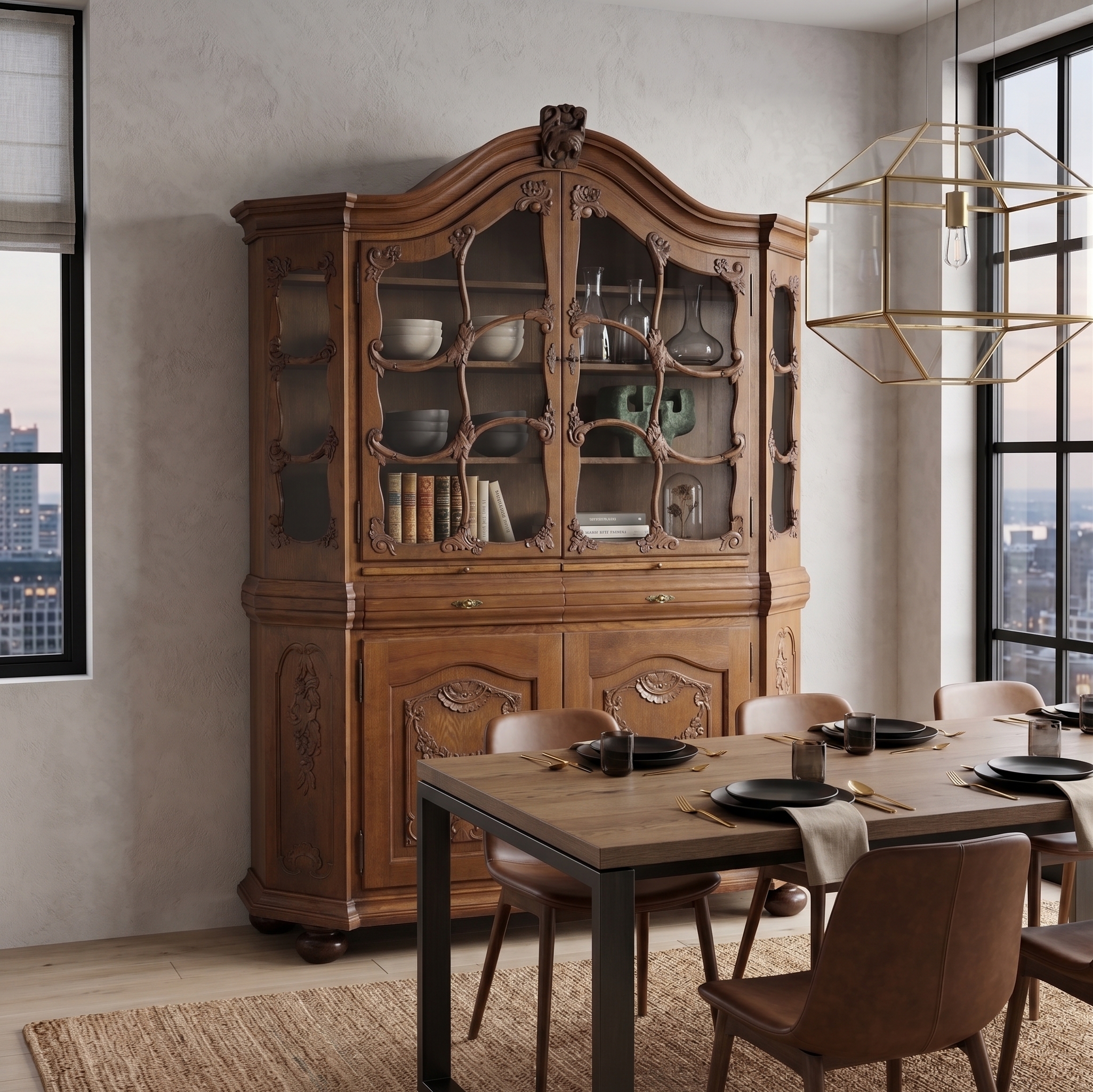 Vitrine Schrank Neubarock Eiche 1,64 m - immagine 2