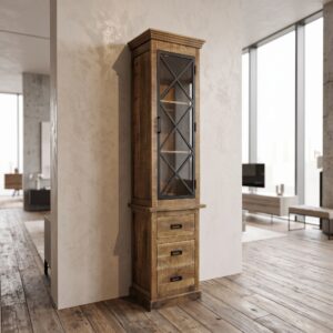 Hochschrank Vitrine Mangoholz 0,55 m