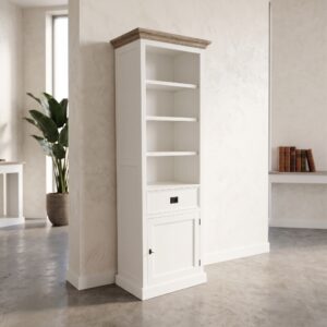 Bücherschrank Regal Teakholz Weiß 0,69 m