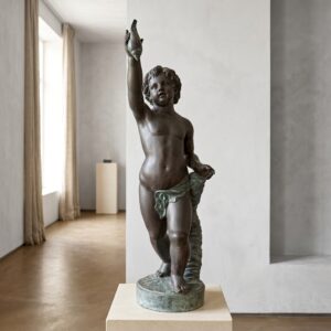 Skulptur Dekoration Putte mit Muschel 1,19 m