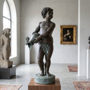 Wasserspeier Wasserspiel Putte mit Amphore Bronze 1,08 m