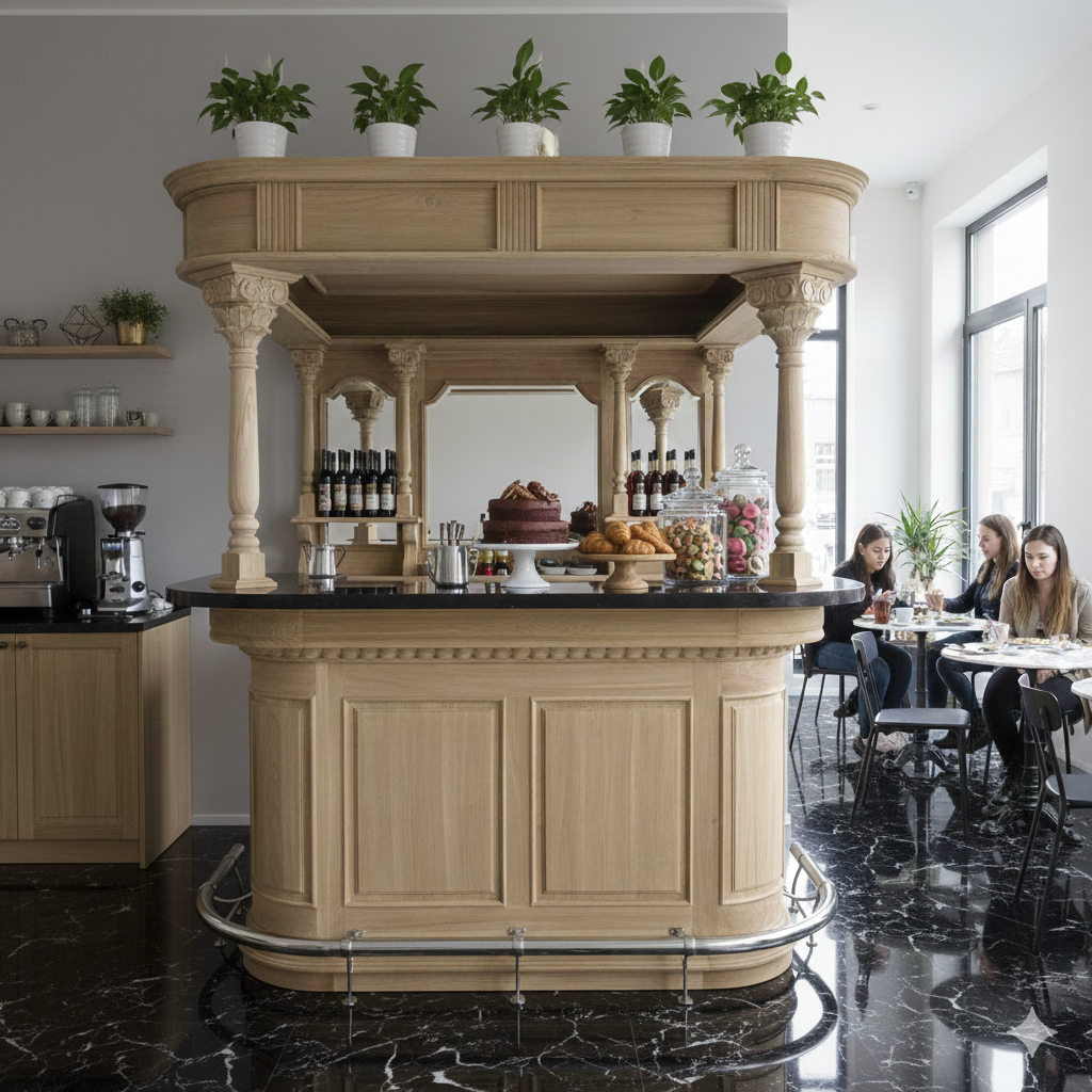 Hausbar Theke Teakholz 2,06 m - immagine 2