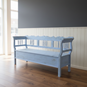 Truhenbank Küchenbank Blau 1,95 m Kiefer