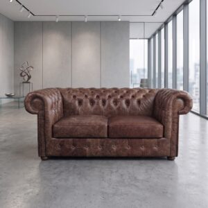 Chesterfield Sofa Couch Leder Antikbraun 1,80 m