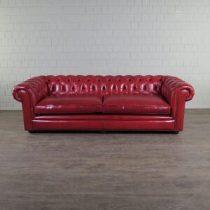 Chesterfield Sofa Couch Leder Rot 2.40 m