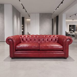Chesterfield Sofa Couch Leder Rot 2.10 m