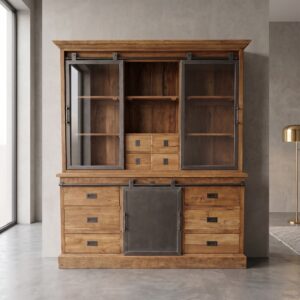 Vitrine Bücherschrank Teakholz 1,92 m