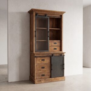 Vitrine Bücherschrank Teakholz 1,13 m