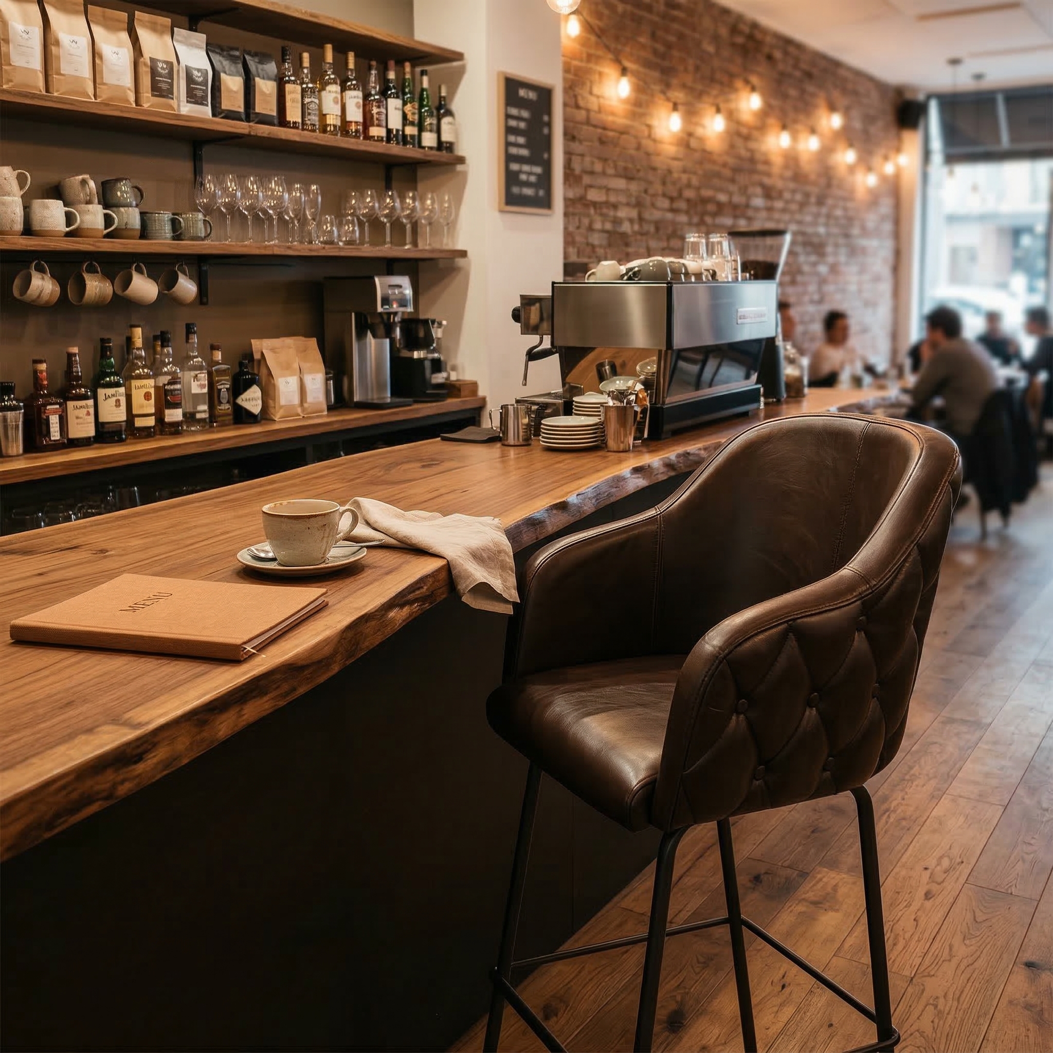 Barhocker Barstuhl Braun Leder - immagine 2