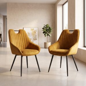 Retro Design Stuhl Esszimmerstuhl Senfgelb Setpreis