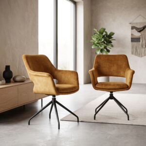 Retro Design Stuhl Esszimmerstuhl Senfgelb