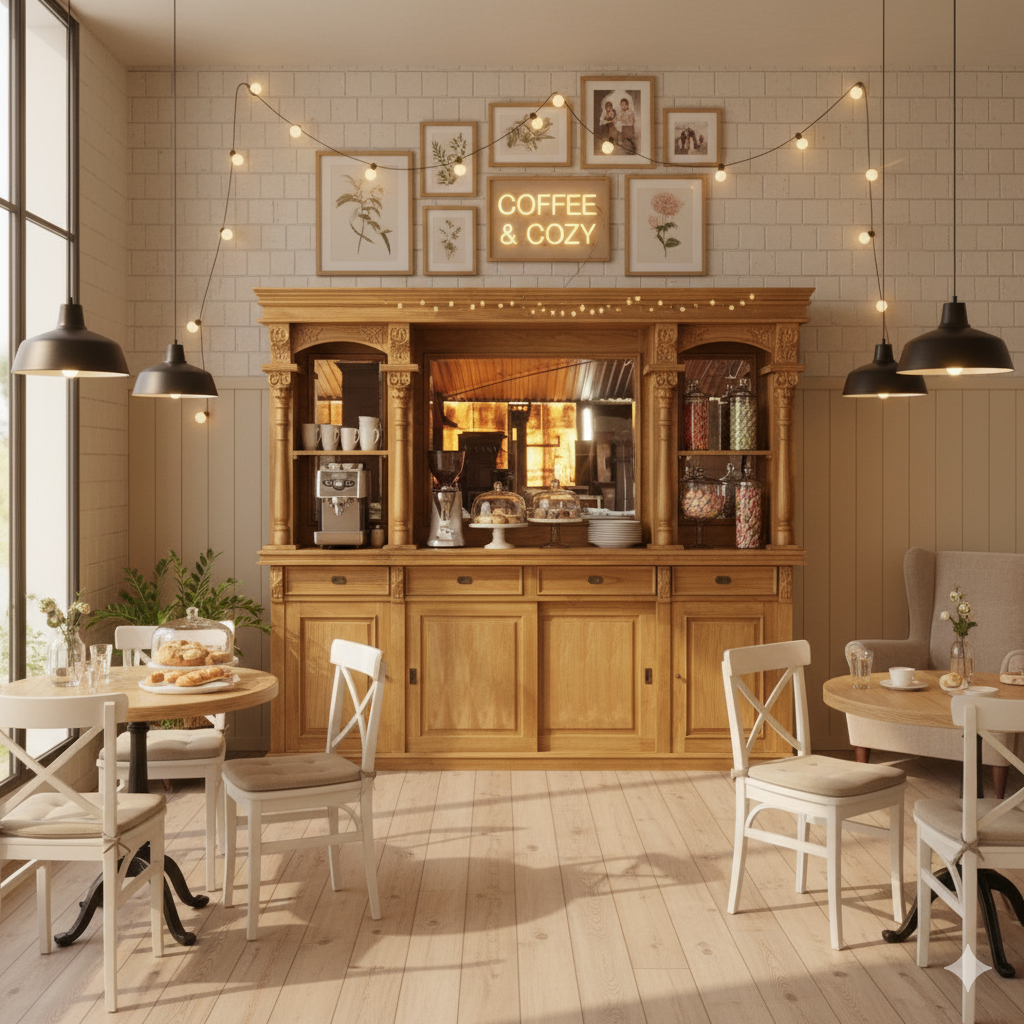 Empire Bar Rückwandbuffet Teakholz 2,70 m - immagine 2