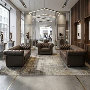 Chesterfield Couchgarnitur Braun 3-2-1 Leder