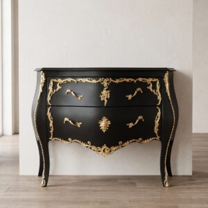 Kommode Barockstil Schwarz 1,18 m