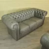 Chesterfield Sofa Couch Leder Grau 2,07 m - immagine 3