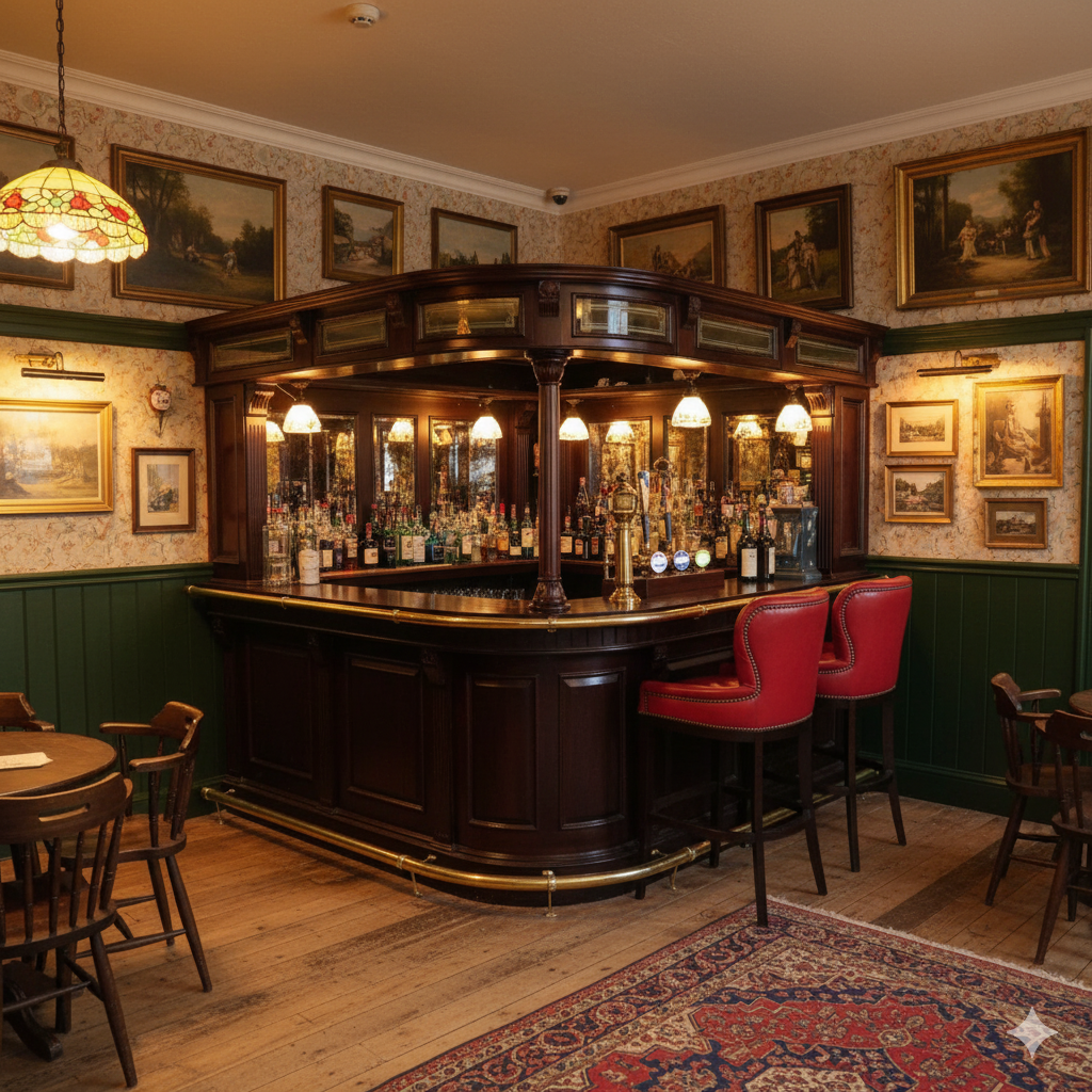 Eck-Hausbar Eck-Theke Eckbar Mahagoni  2,60 m - immagine 2