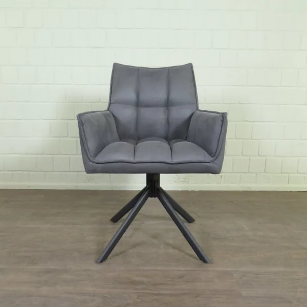 Retro Design Stuhl Esszimmerstuhl Grau PU-Leder - immagine 3