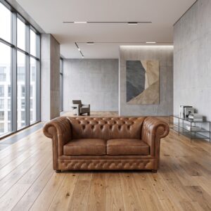 Chesterfield Sofa Couch Leder Mocca 1,85 m