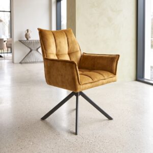 Retro Design Stuhl Esszimmerstuhl Senfgelb