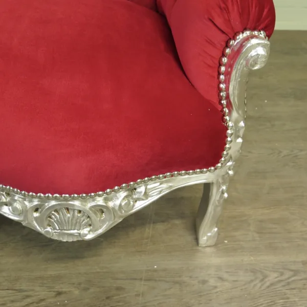 Bank Couch Sofa Barockstil Silber-Rot 1,55 m - immagine 8