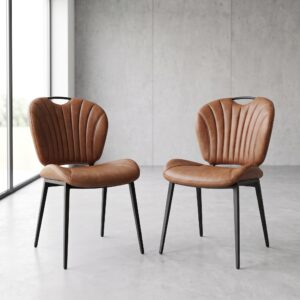 Retro Design Stuhl Esszimmerstuhl Braun Leder Setpreis