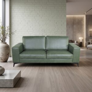 Couch Sofa Leder 3-Sitzer Olive 2,00 m