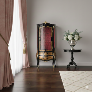 Vitrine Empirestil 0,80 m Massivholz Bronze