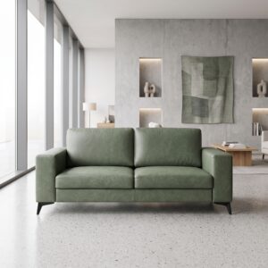 Couch Sofa Leder 2-Sitzer Olive 1,82 m