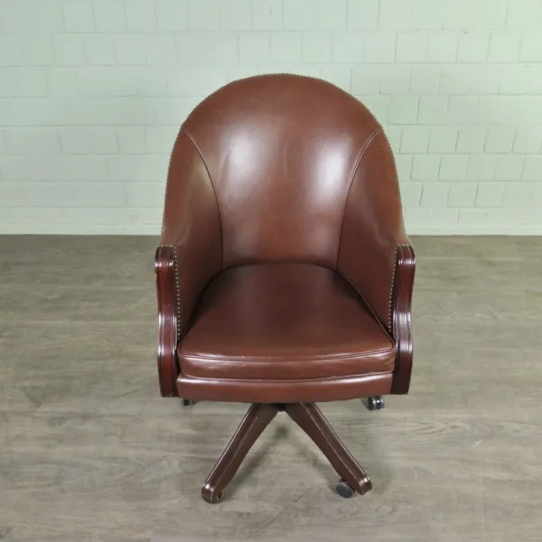 Bürostuhl Schreibtischstuhl Leder Braun - immagine 2