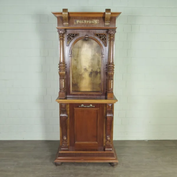 Schrank mit Unterschrank Spieluhr Polyphon Nussbaum