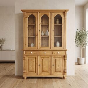 Bücherschrank Vitrine Schrank 1,30 m Kiefer