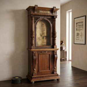 Schrank mit Unterschrank Spieluhr Polyphon Nussbaum