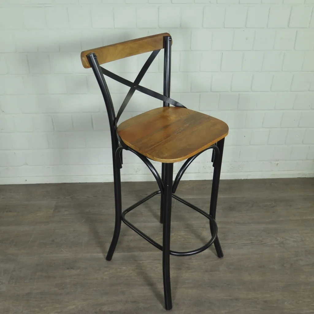 Barhocker mit Rückenlehne Mangoholz - immagine 3