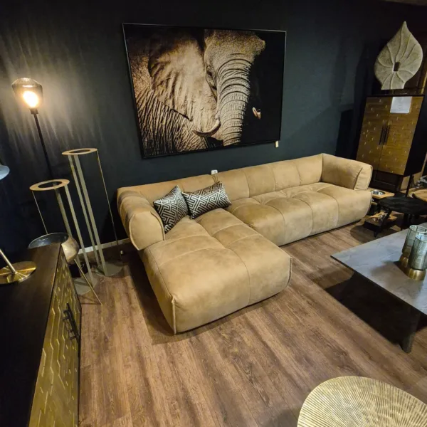 Sofa Couch Eckcouch Ecksofa Leder Camel 1,55 m x 3,00 m - immagine 2