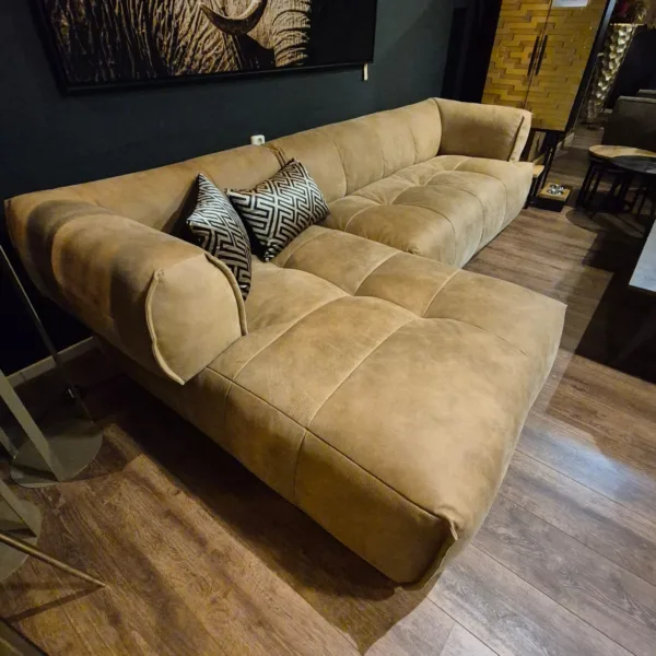 Sofa Couch Eckcouch Ecksofa Leder Camel 1,55 m x 3,00 m - immagine 4