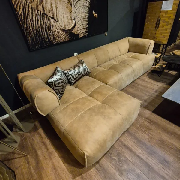 Sofa Couch Eckcouch Ecksofa Leder Camel 1,55 m x 3,00 m - immagine 3