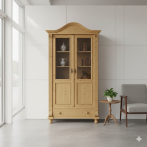 Vitrine Bücherschrank Schrank 1,17 m Kiefer