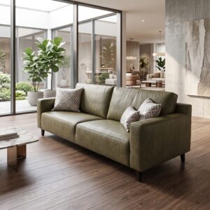Sofa Couch Olive Leder 2,40 m